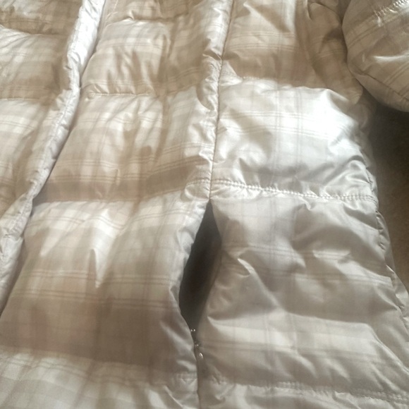 Columbia Omni Shield Jacket Size 1X Beige Plaid Hooded Down Puffer Pockets - Picture 4 of 14